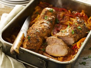 Pork Steak Roasted with Peppers